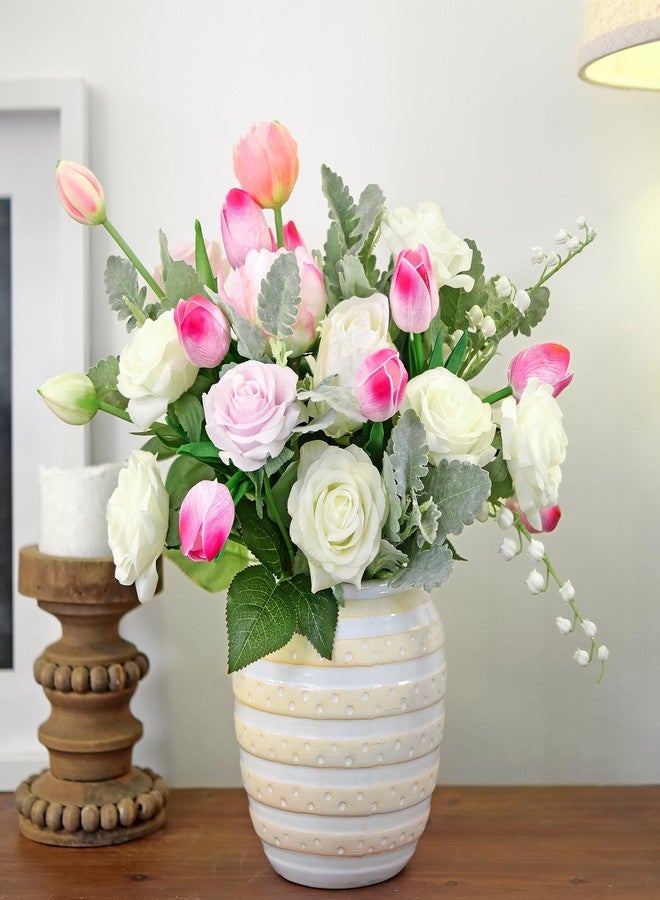 FiveSeasonStuff Real Touch Tulips Artificial Flowers - 15 Stems Faux Tulip Bouquet in Gift Box for Wedding, Home Decor, Party, Floral Arrangements (Creamy Pink) - Image 4